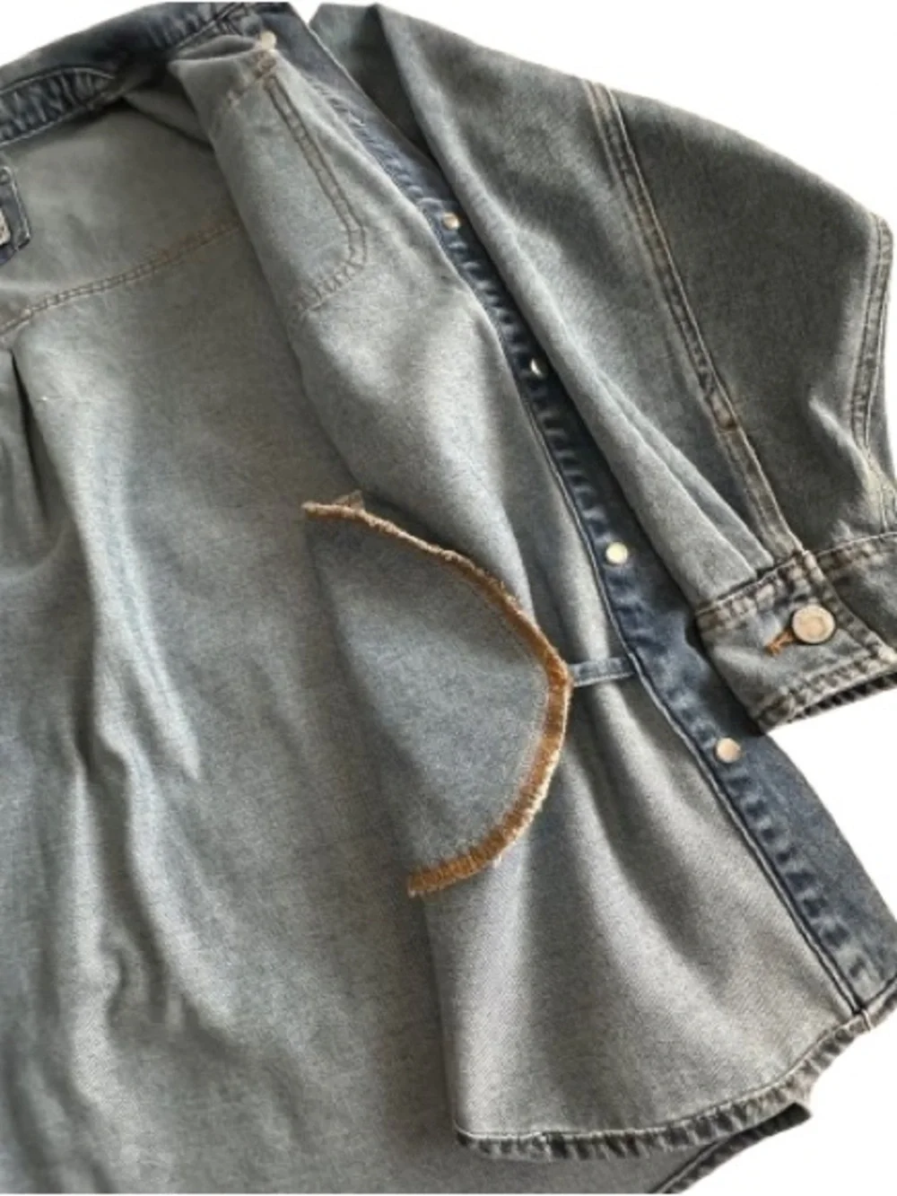 Stoosh Vintage Demin Man's L Blue Light Wash Denim Button Down Shirt Jacket Top - Picture 8 of 16